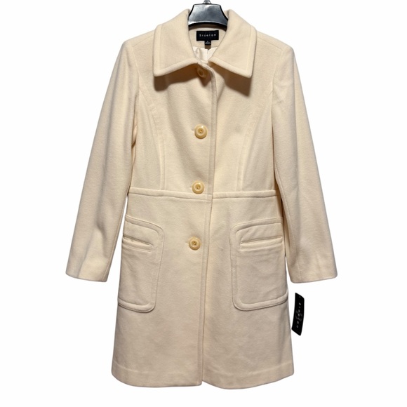 Braetan Jackets & Blazers - Braetan Cream Wool Blend Coat  – Classic Warm Winter Dress Coat L